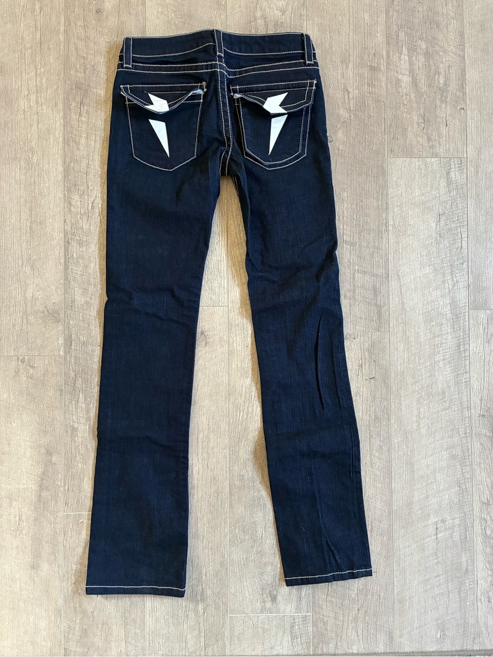 Rawkn Lighting Bolt Dark Blue Women's Lowrise Bootcut Jeans Size 28